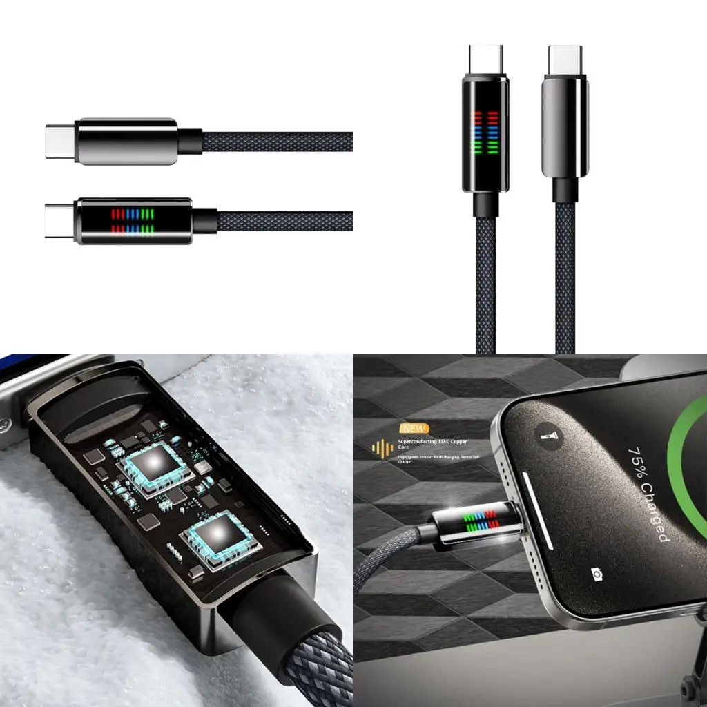 

900F Braided Zinc Alloy Fast Charging Cable 240W PD LED TPE Reinforced Design
