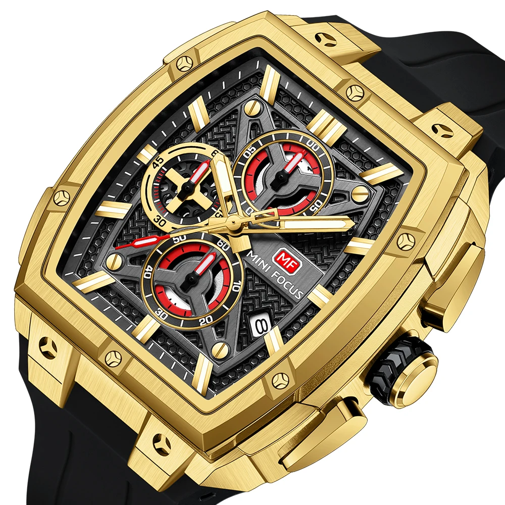 

MF Роскошные часы мужские силиконовые ремешки повседневные часы мужские 30 м водонепроницаемые кварцевые часы с большим циферблатом и светящимся дисплеем даты