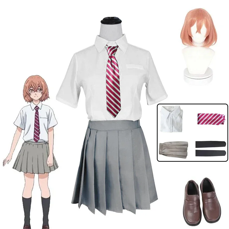 Tachibana Hinata Cosplay Costume Wig Shoes Women JK School Uniform Skirt Halloween Party Dress Set Anime Clothes Outfit Suit