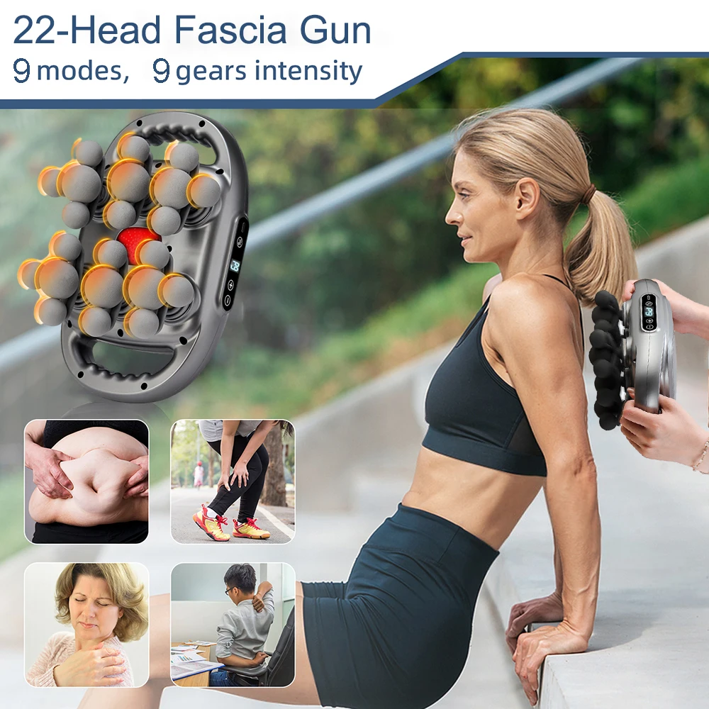 22-Head Fascia Gun High-Frequency Vibration Body Massage Gun Back and Waist Massager Neck Shoulder Massager Muscle masajeador