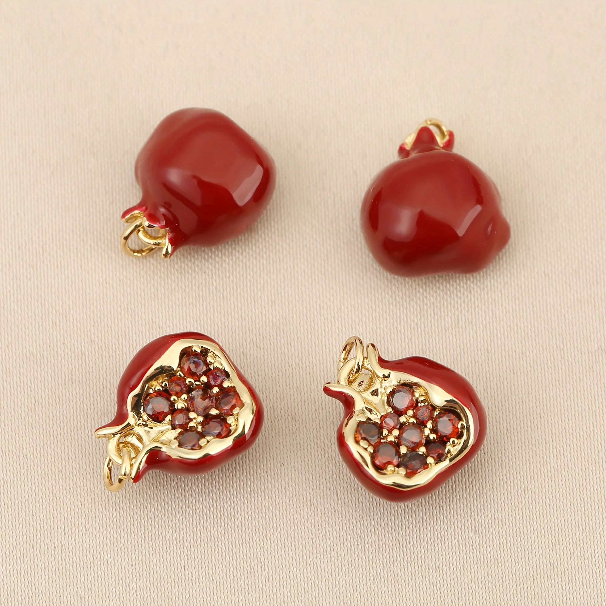 3pcs Copper Inlay - European & American Fashion - Exquisite Pomegranate Chain Pendant,  Unisex Fashion Pendant DIY, Pendant