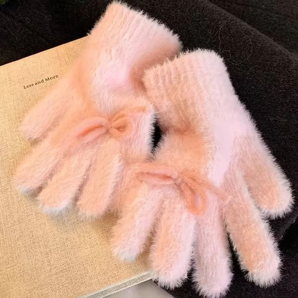 Cold Resistant Gloves Cold Resistant Warm Winter Gloves Knitted Plush Gloves Knitted For School Winter Clothing Winter