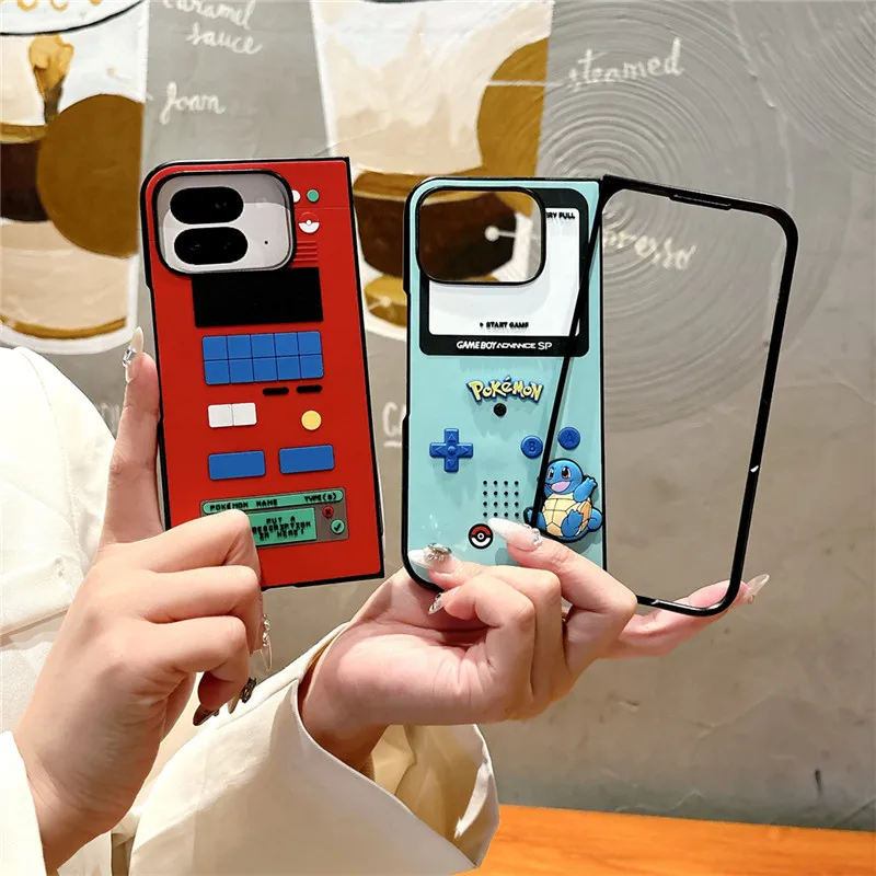 Anime 3D Game Phone Case For Google Pixel 9 Pro Fold Pixel-Fold Charmander Squirtle P-Pikachus Cartoon Flip folding Cover
