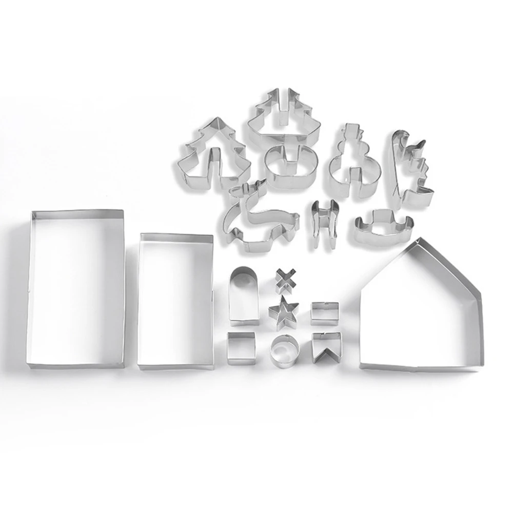 

18 Pcs Christmas Cookie Cutters Molds Cake Decorating Tools Biscuit Stainless Steel Accessories Bakeware