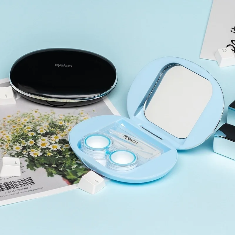 FRESHGUY Simple And Exquisite Advanced Mirror Contact Lens Box Magnetic Design 2024 New Contact Lens Case Portable Storage