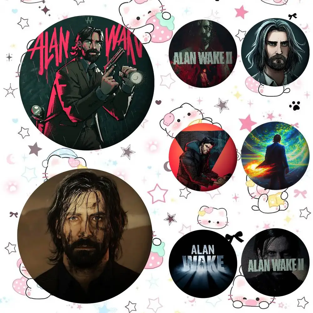 A-Alan Wake 2 Game Funny Badges Fun Creative Button Pins Brooches Lovely Badges For Clothes Backpacks Good Gifts For Kid Friends