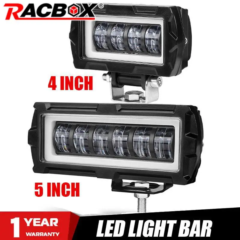 4'' 5 inch 7D Car LED Light Bar Offroad 4x4 Spotlight Fog Lamp 12V 24V Angel Eye Driving Work Light for Truck Tractor SUV ATV