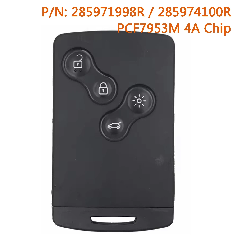 KEYECU 285971998R 285974100R PCF7953M 4A Chip Smart Fernbedienungsschlüssel für Renault Clio IV Captur 2009-2014 2015 2016 2017 18 2019