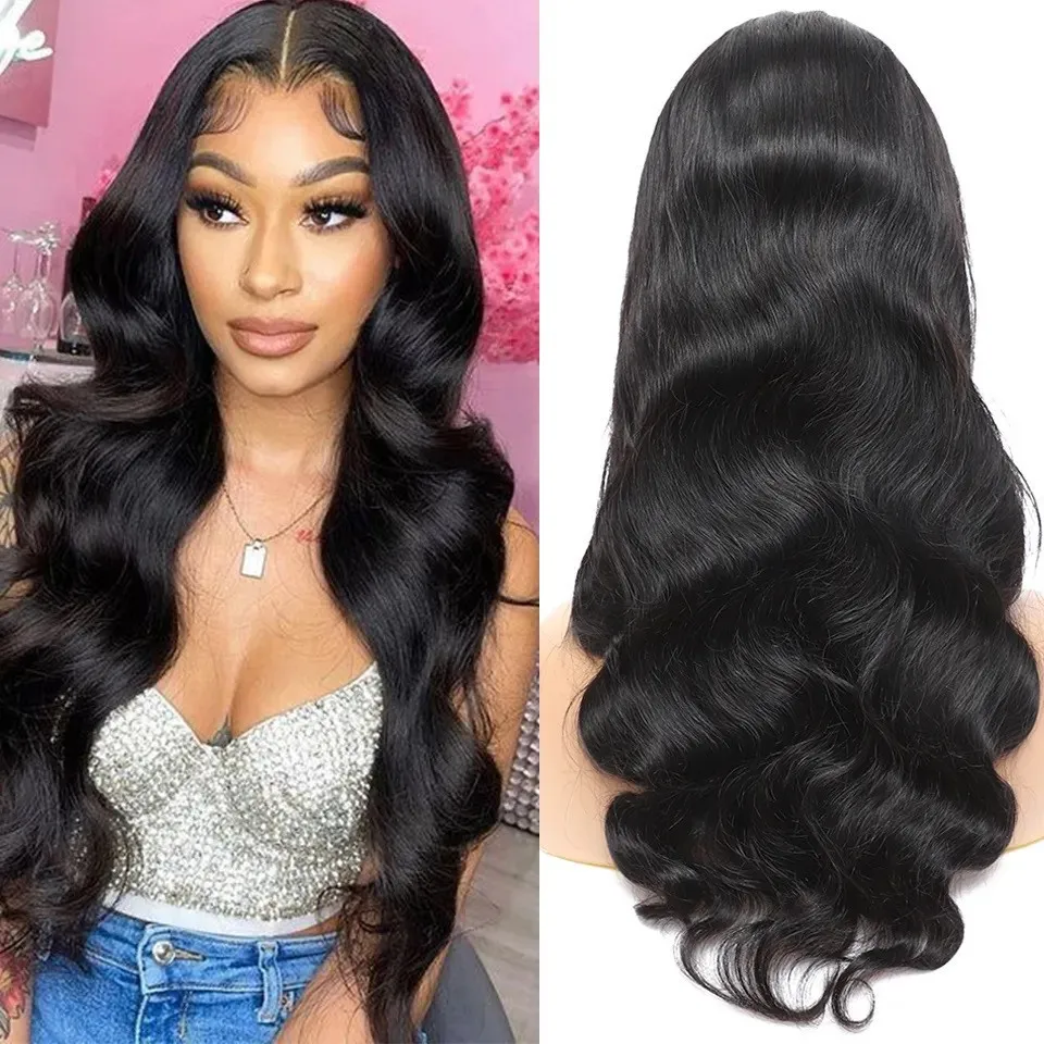 

New wig, women's lace synthetic headband, black long curly hair with big waves body wigs