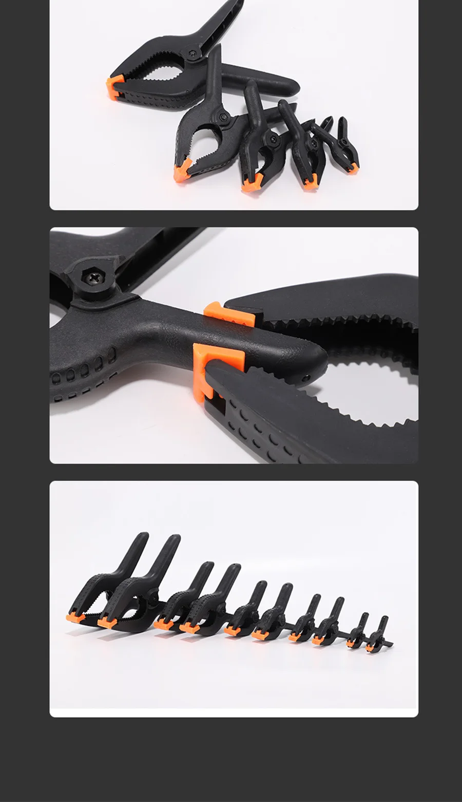 2/3/4/6/9-Zoll-Klemmen für die Holzbearbeitung, Nylon-A-Klemme, 5 Stück, Federklemme, Handwerkzeuge und Zubehör. – Detail 8