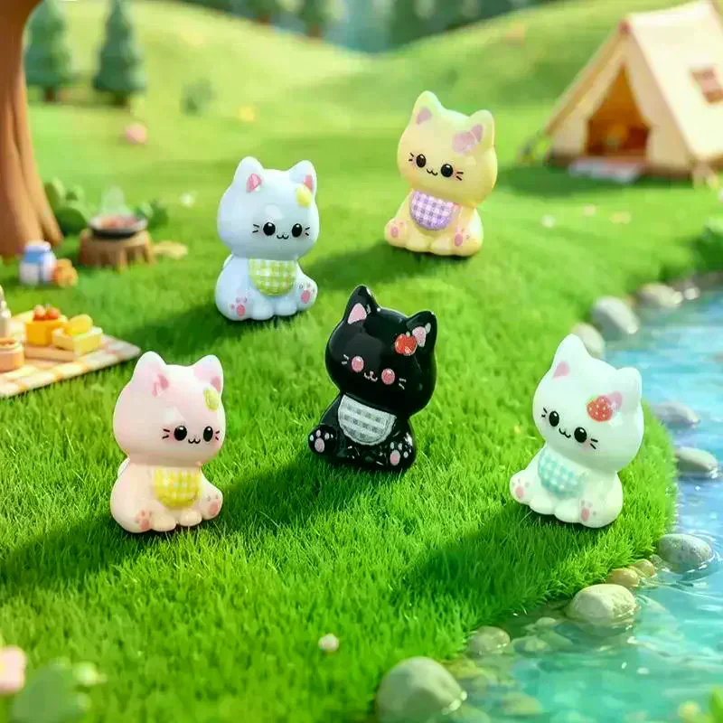 6pcs Figurines Miniature Cute Cat Micro Landscape Crafts Ornaments For Home Decorations Animal Car Decor Room Accessories