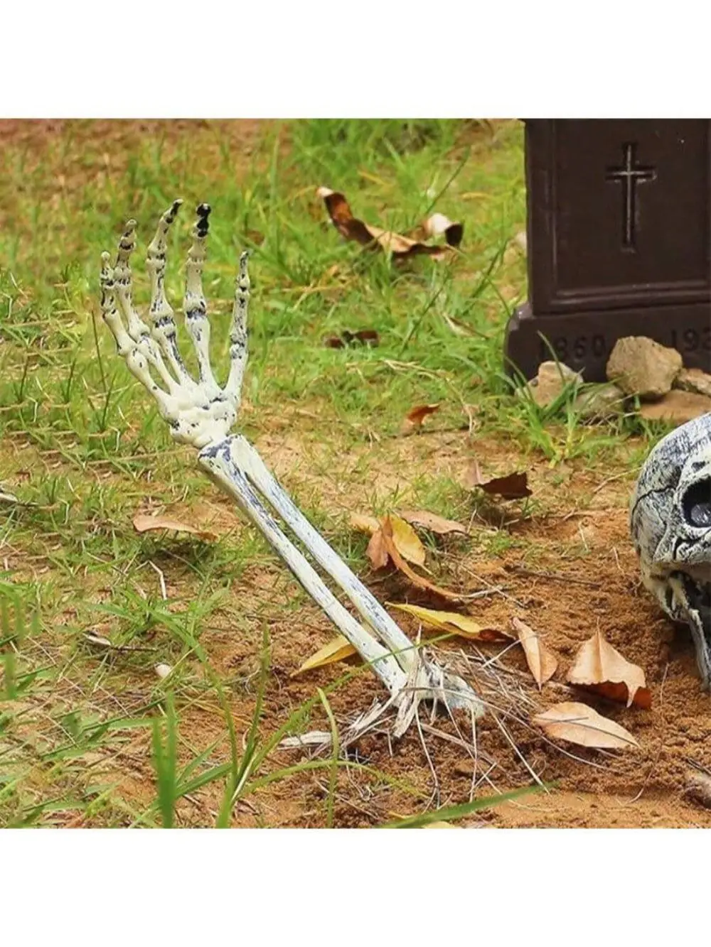 1pair Halloween Skeleton Arm Halloween Decoration Skeleton Hand Arm for Indoor Outdoor Lawn Yard Decoration