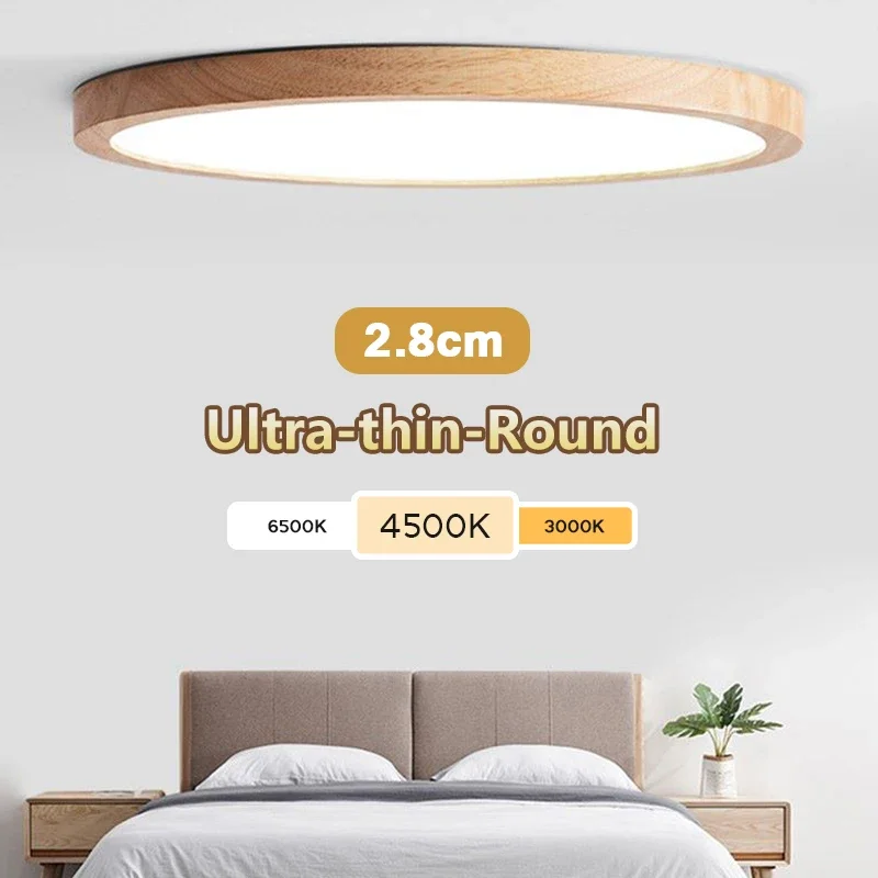 

Nordic Wood led ceiling lamps 220V 110V Wood Panel Light Led Lamp 36W 24W Round Led Ceiling Lights for Living Room bedroom light