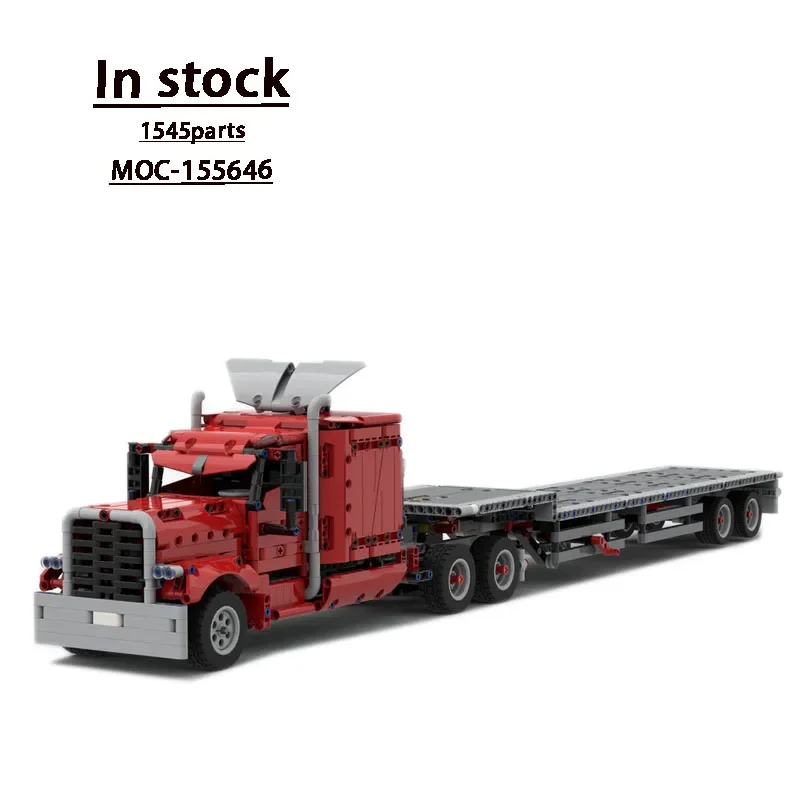 

MOC-155646 City Transport Trailer Truck Building Block Model 1545 Parts MOC Creative Boy Kids Birthday Building Blocks Toy Gift