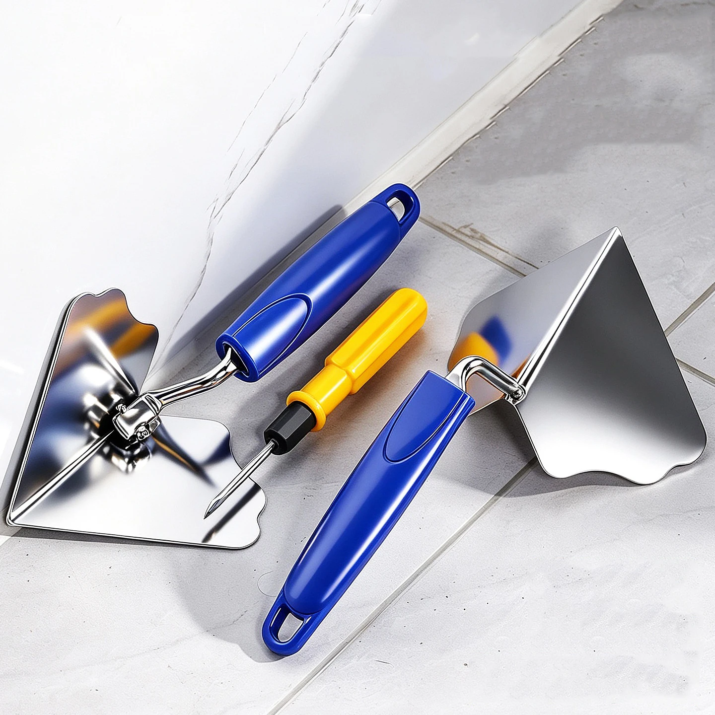 Professional Stainless Steel Corner Finishing Trowel Set, Thick Rustproof Right Angle Tool for Drywall Plastering Corner Work