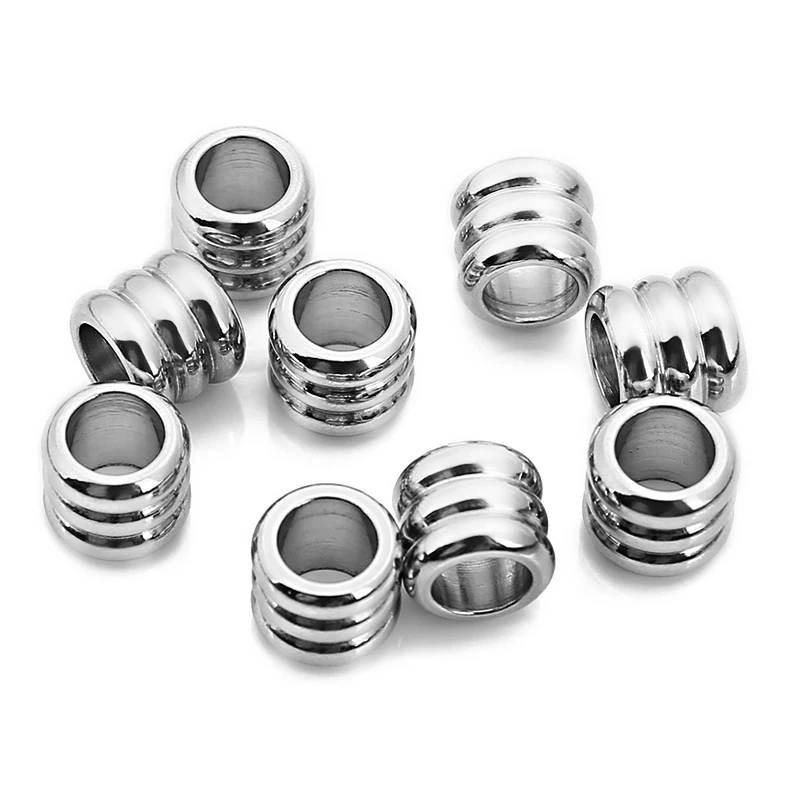 30pcs 3mm 4mm 5mm 6mm Stainless Steel Big Hole Spacer Beads for DIY Jewelry Making Charm Necklace Bracelet Tube Beads Wholesale