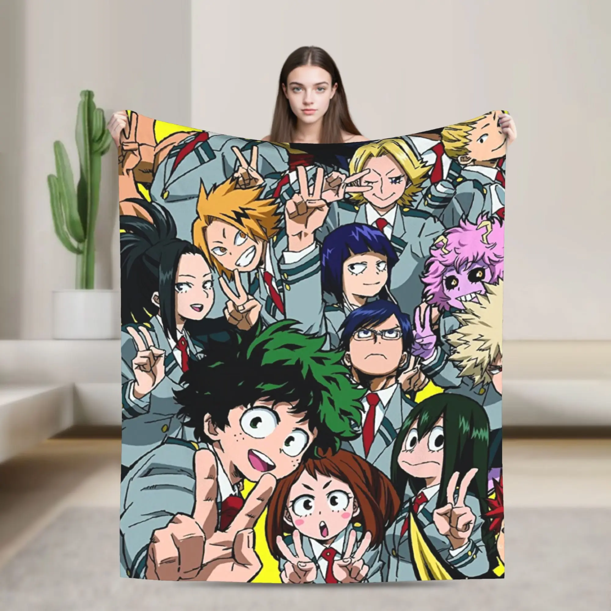 Boku no MHA Anime Blankets Flannel  Anime Todoroki Manga Lightweight Thin Throw Blanket for Outdoor Travel Bedroom Quilt