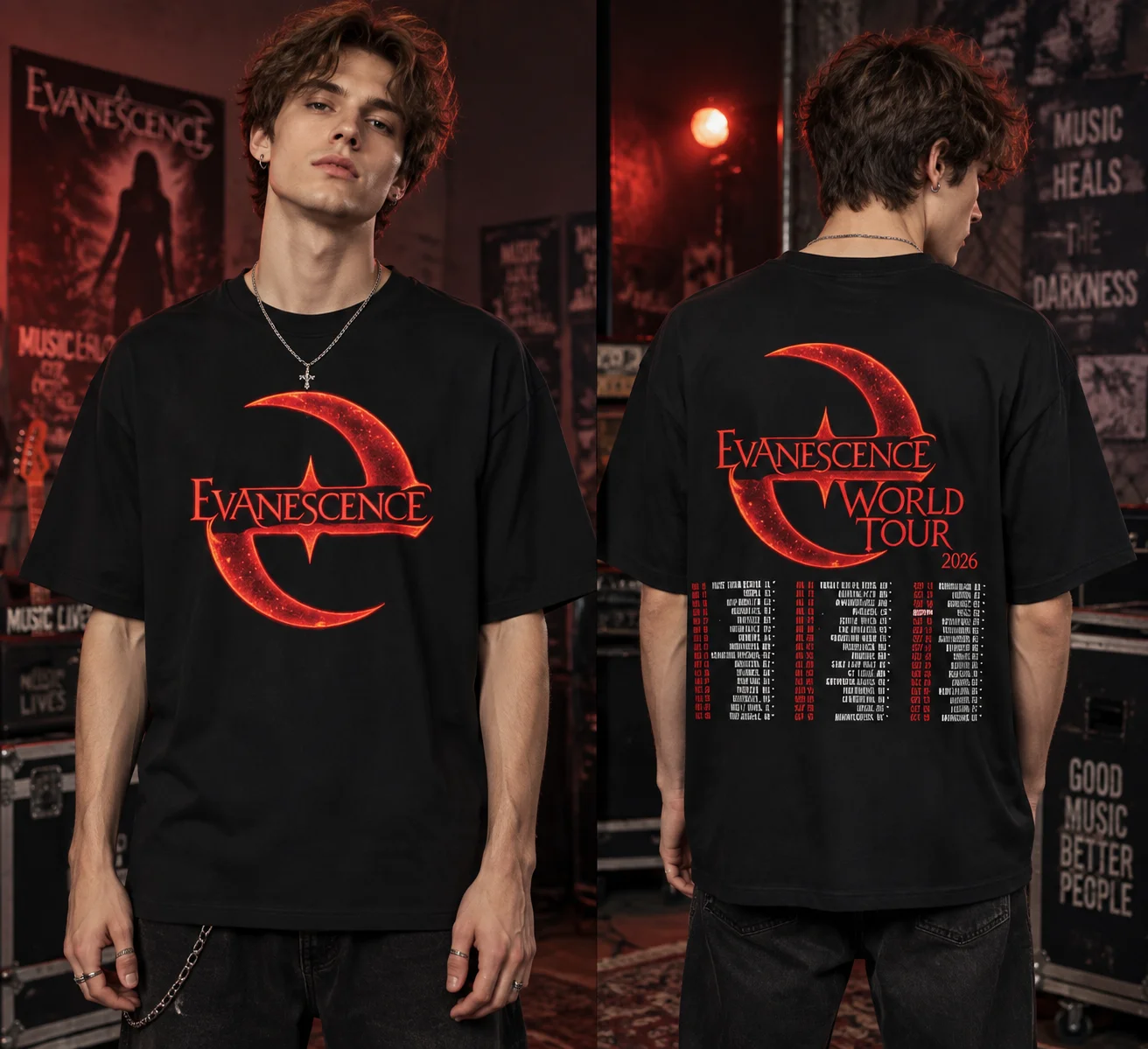 Evanescence Tour 2026 Concert Cotton T-shirt Comfortable Breathable High-Quality Summer New Men's Clothing Women T Shirt