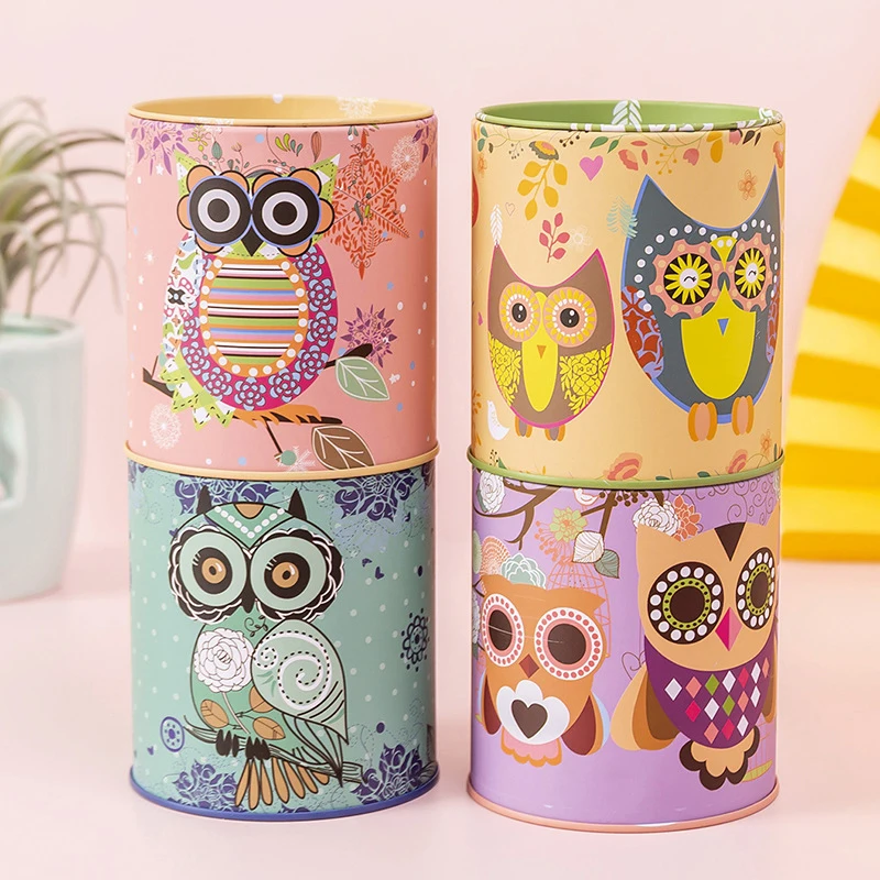 Owl Metal Piggy Bank Coin Box Jewelry Storage Mini Gift Cute Organizer Savings Home Accessories Living Room Decoration