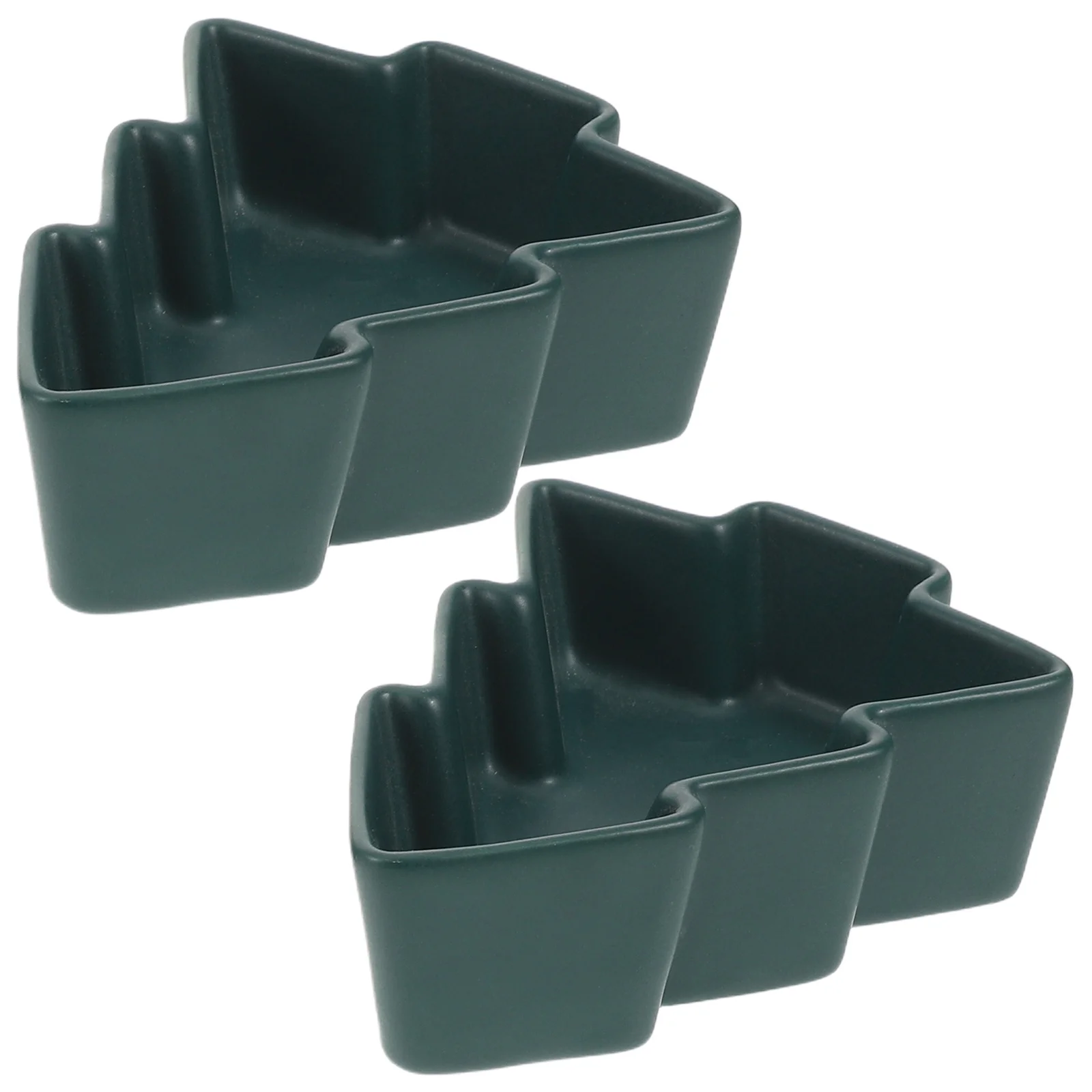 

2Pcs Christmas Tree Serving Platter Ceramic Snack Tray Holiday Party Dessert Plate Creative Seasonal Table Snack Dish