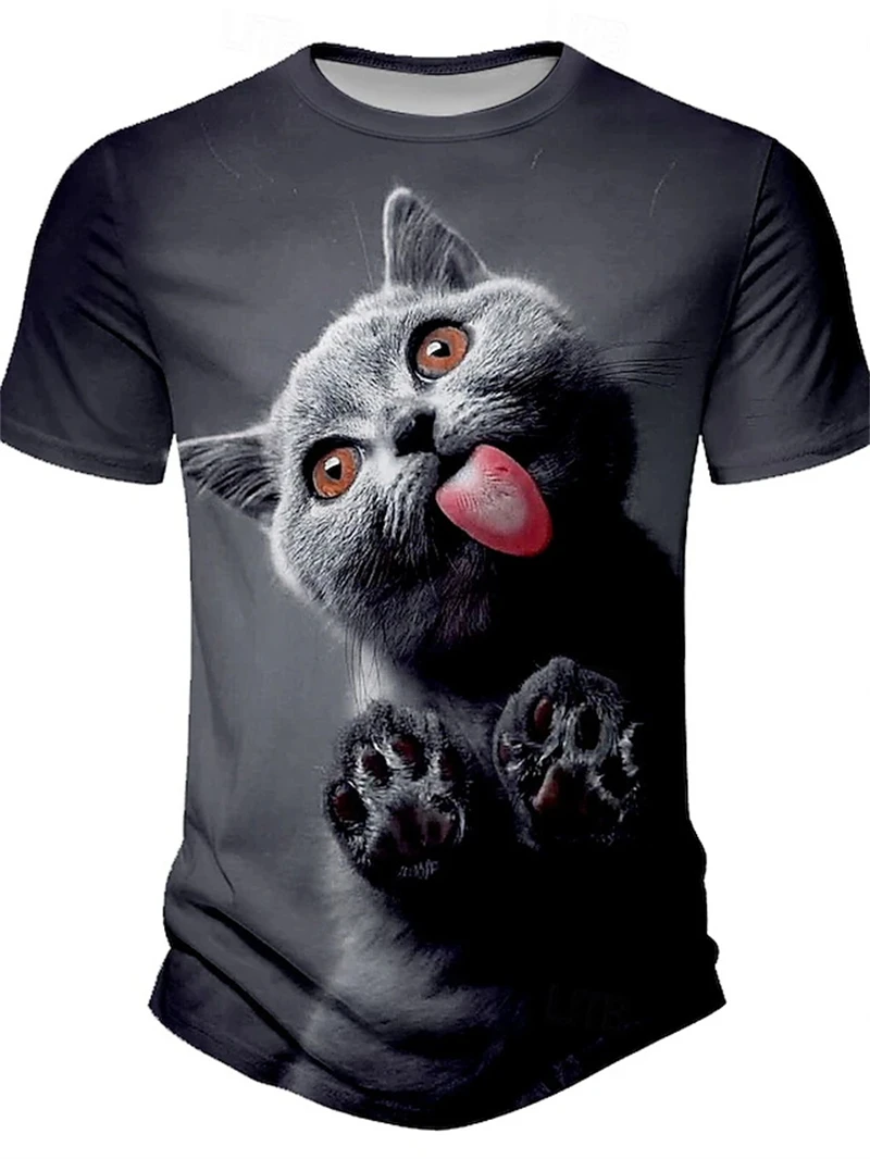 Fashion Tiger Cat T-shirt Men 3D Print Tops Tees Summer Casual Short Sleeve Y2k Clothing Funny Animal Casual Unisex Kids T Shirt