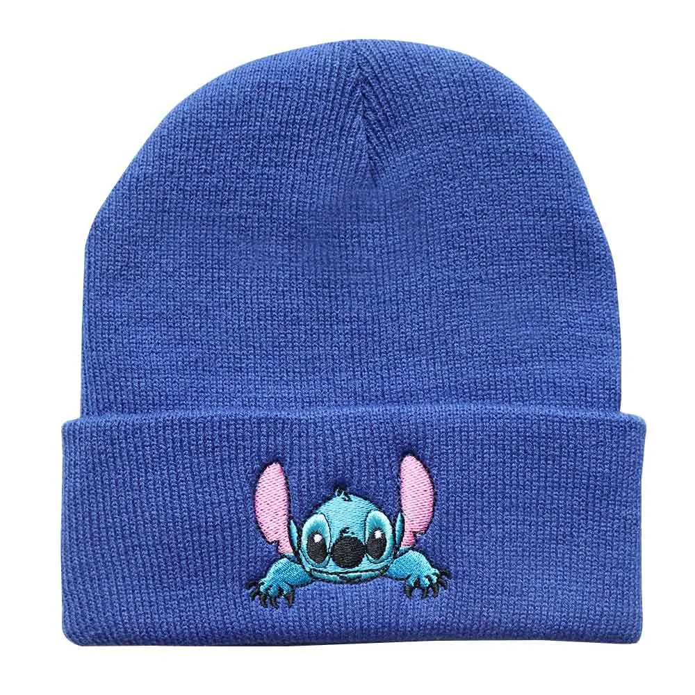 Anime Disney Knitted Hats Kawaii Stitch Embroidered Cartoon Outdoor Warm Cartoon Wool Hats Casual For Men And Women Xmas Gift