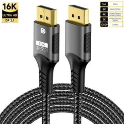 16K DisplayPort Cable 2.1 8K DP 2.1 DP Video 80gbps Cable DP to DP 16K@30Hz 8K@60Hz 120Hz 4K for HDTV Boxes Gaming Monitors Gr