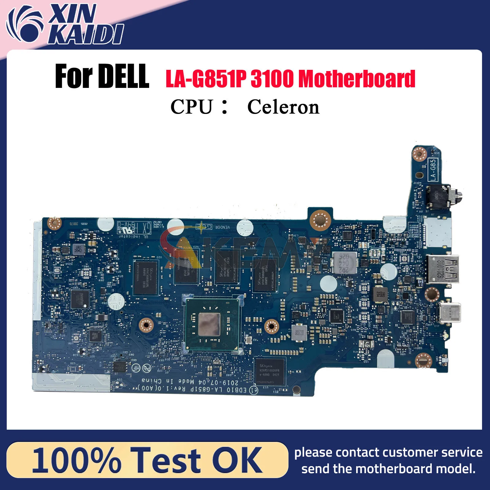 

For DELL Chromebook 3100 Laptop Motherboard EDB10 LA-G851P with N4020 N4100 CPU 02VPK7 09X2G7 0MW26R 100% Tested OK