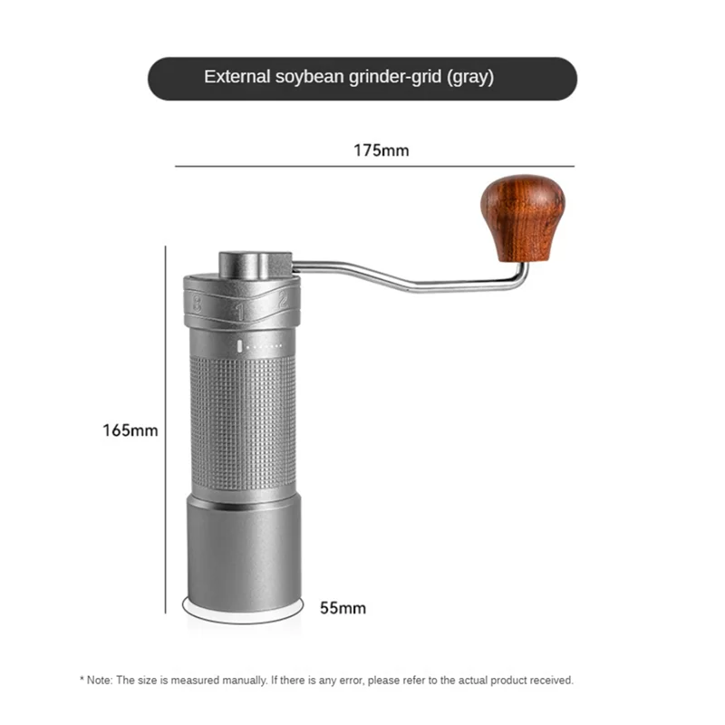 

AC23-Manual Coffee Grinder With Double Bearing Positioning Fit For Kitchen Office Silver-Gray