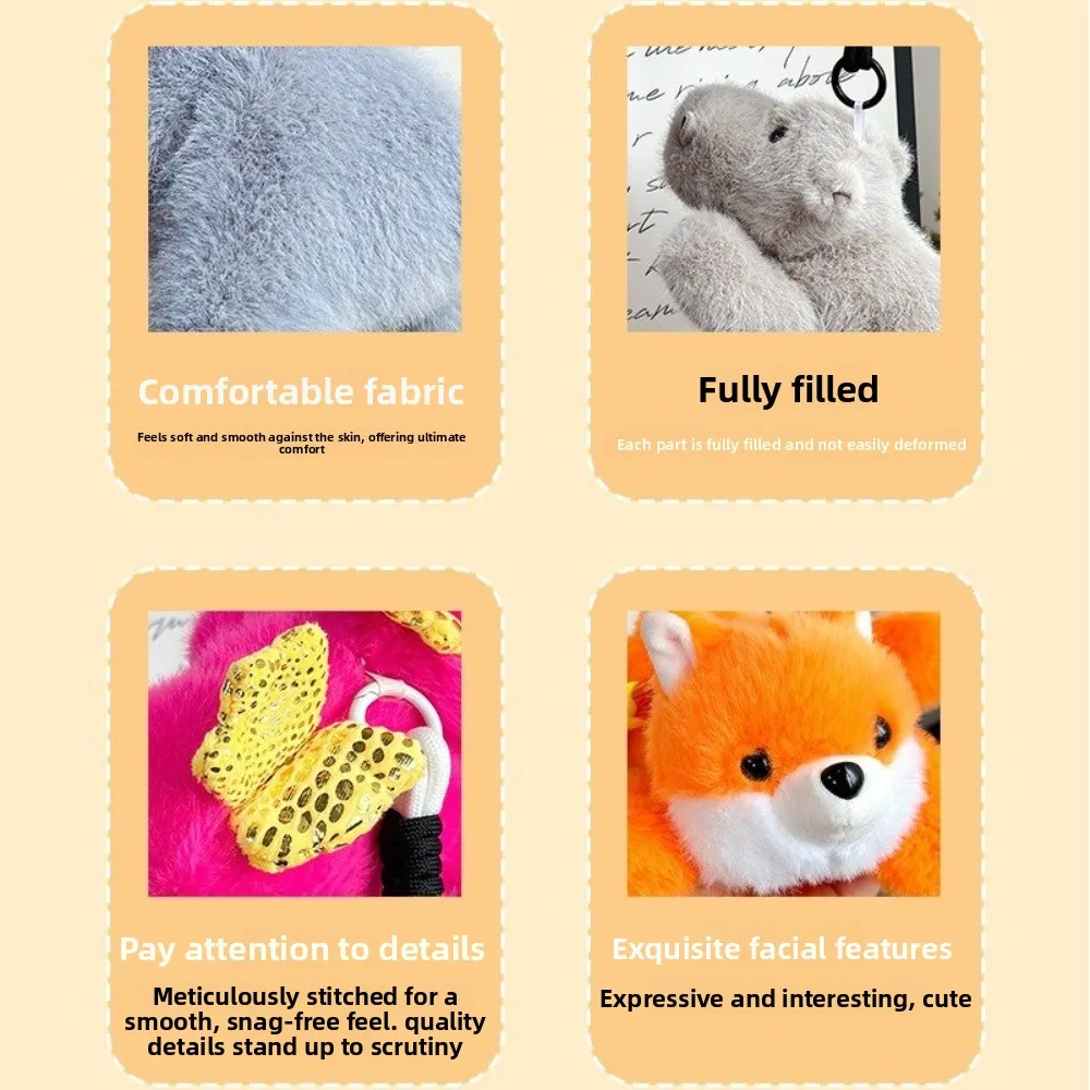 

New Cartoon Animals Keychain Panda Fox Dog Elephant Capybara Backpack Charm Cute Bag Pendant Birthday Gifts