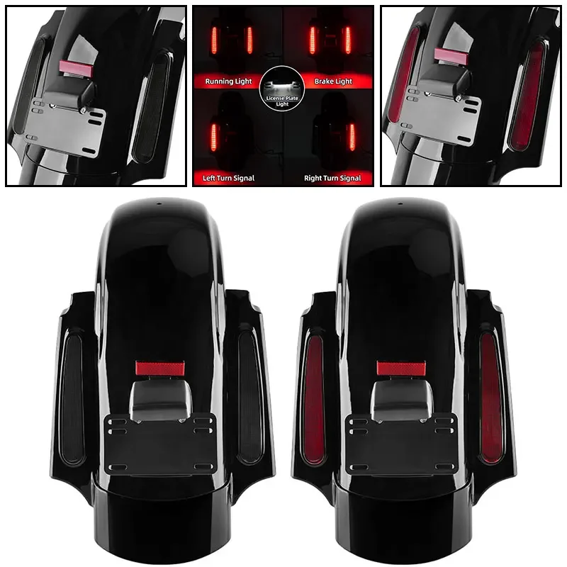 

Motorcycle Rear Fender System Extension Fascia Set with Run Turn Brake Light For Harley Touring Road King Electra Glide 09-13