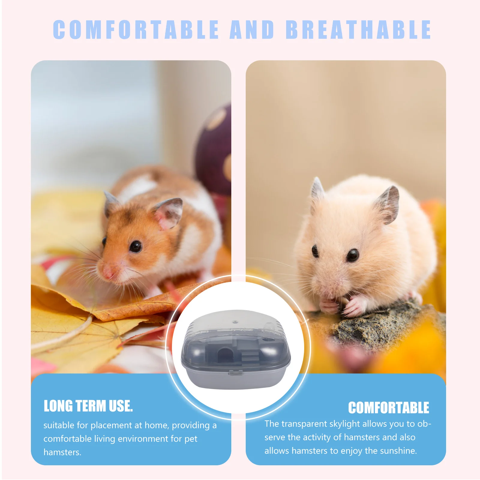 قفص هامستر محمول حامل حيوانات صغير للفئران خنزير غينيا شينشيلا القنفذ السفر التخييم تنفس Abs الحيوانات الأليفة #2