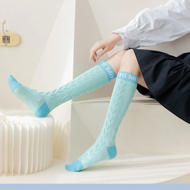 2 pary trójwymiarowych, uniwersalnych, długich skarpet, cienkie, japońskie, retro, wysokie skarpety JK, modne skarpetki do kolan w stylu streetwear, codzienne.