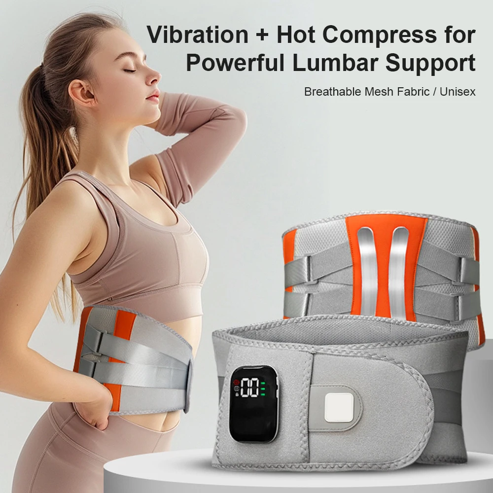 Electric Infrared Waist Massager Belt Hot Compress Waist Massager Lumbar Back Support Brace Heating Vibration Massage Belt