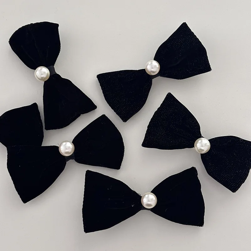 Basic Pearl Black Velvet Bow Knot Hairpin Net Red Headwear Clip Side Bang Clip Duck Mouth Clip Hairpin