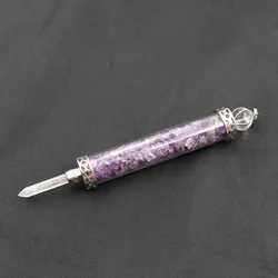 NEW Women Natural Healing Crystal Quartz Tourmaline Lapis Lazuli Long Pillar Wishing Bottle Reiki Stone Pendulum Pendant Jewelry
