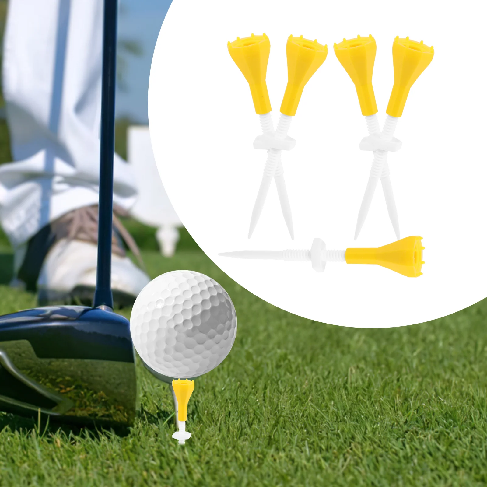 

Golf Rubber Sleeve Tee Adjustable Limit Plastic Ball Holder (yellow) Tees Accessories