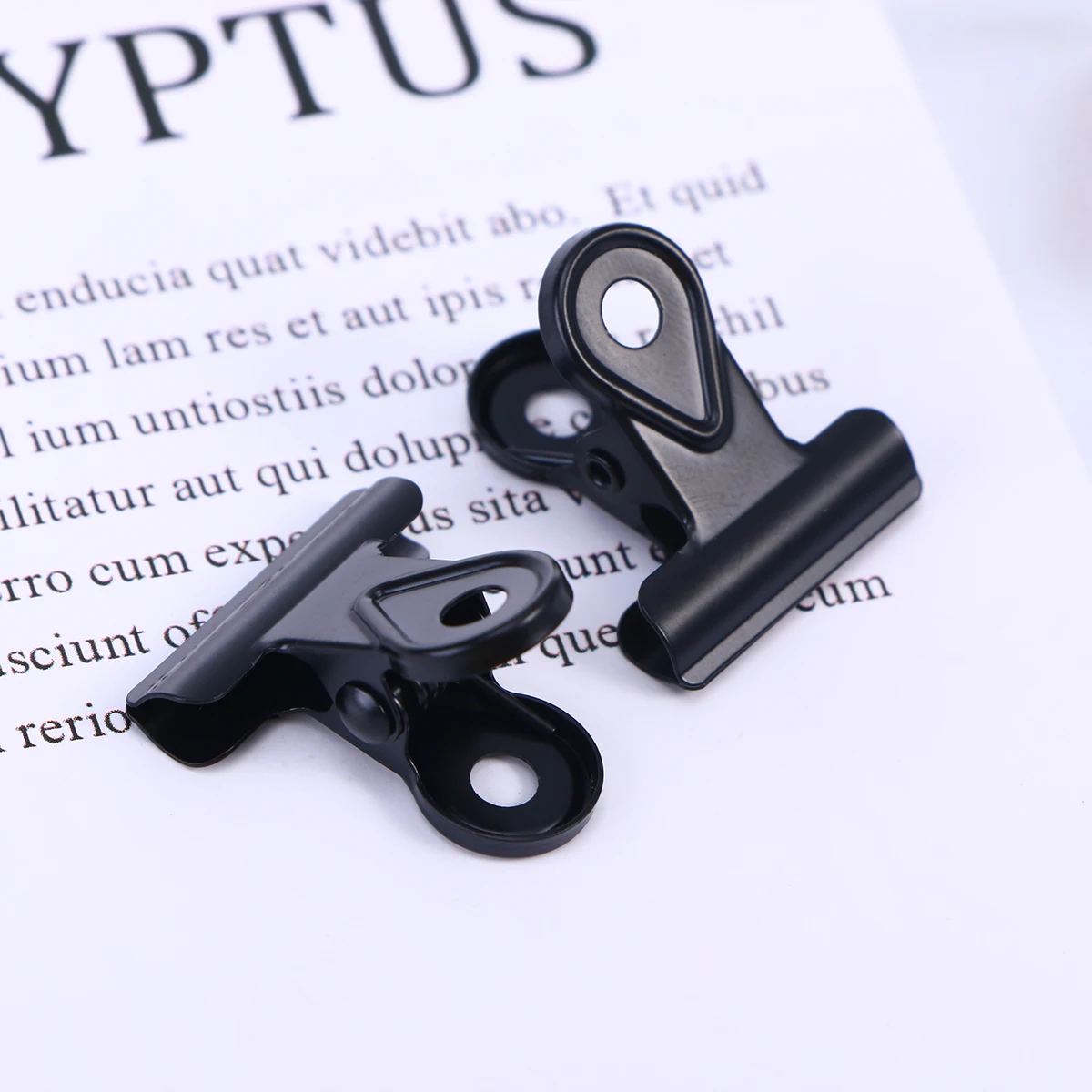 

20pcs Binder Clips Financial Notes Stainless Steel Black Copper Hinge Paper Clamp Office Supplies Strong Spring