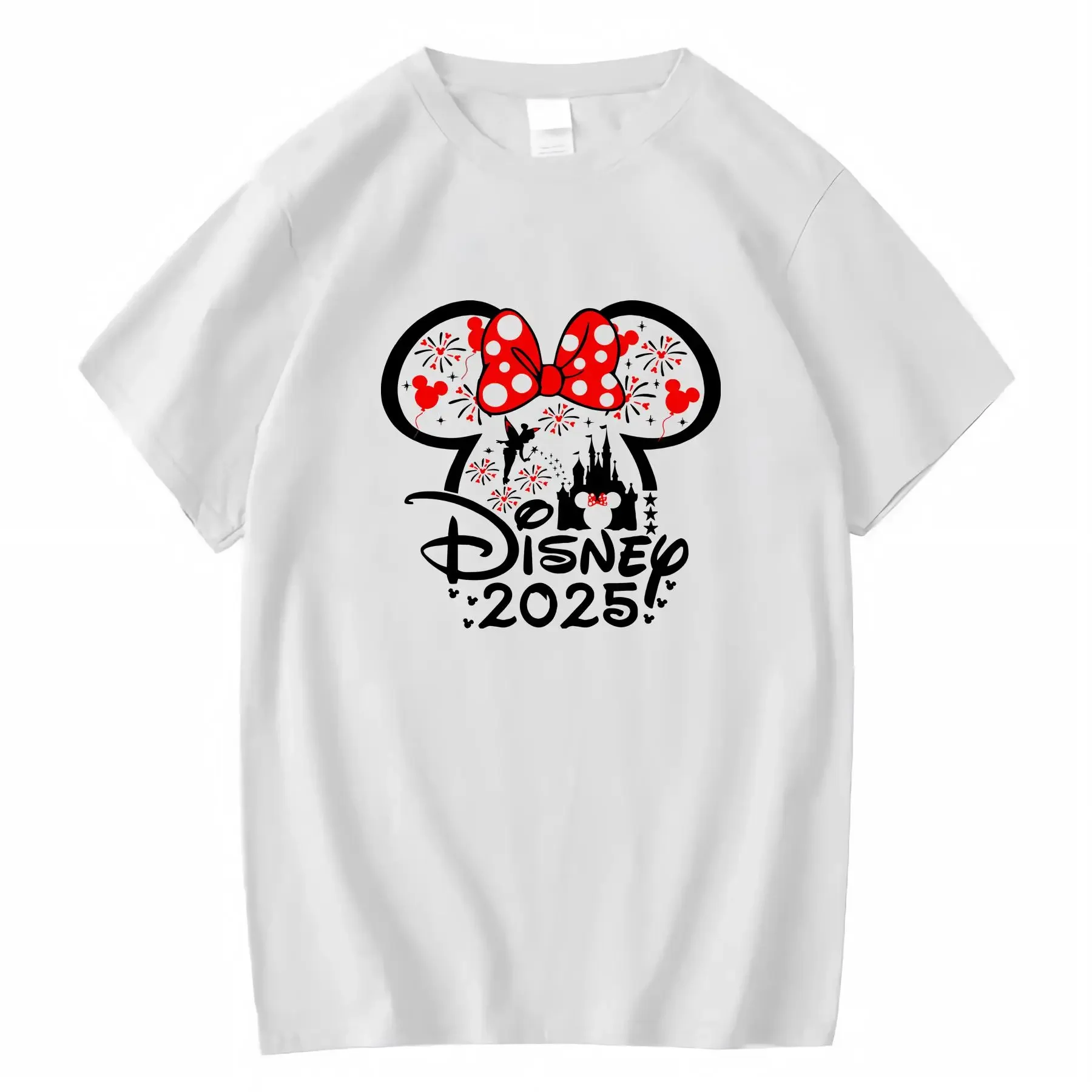 

Disney Minnie Mouse Print Women's T Shirt Casual Round Neck Loose Fit for Parties Bonfires and Celebrations vintage Washed