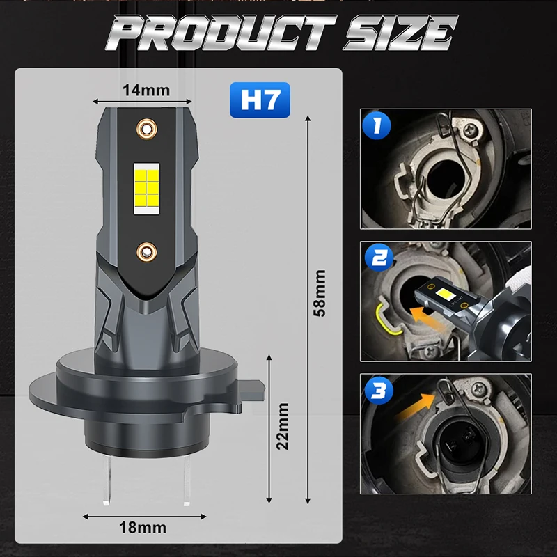 Dualvision H7 LED H18 المصباح لمبة صغيرة لاسلكية 30000LM 6000K CSP كشافات السيارة مصابيح ديود السيارات H7 توربو Led 12 فولت السيارات