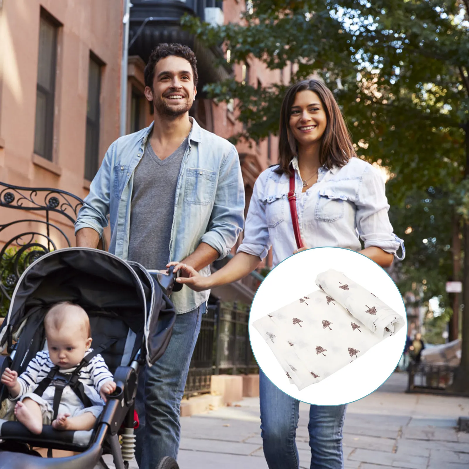 Baby Stroller Sun Shade Cover Cotton Fabric Breathable Uv Protection Stroller Accessory for Travel Shopping Nursing Use