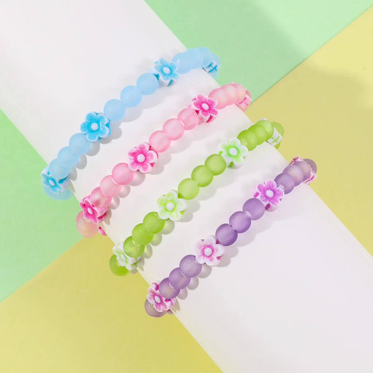 Makersland Frosted Bead Bracelet For Children Friendship Bracelets For Girls Cute Flower Simple Jewelry Accessories Charms Gift