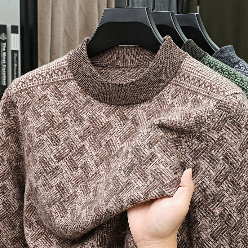 Luxury Men Wool100% Autumn Winter Sweater Designer Designer Round Neck Jacquard Long Sleeves Knitwear Fashion trend Man Clothe