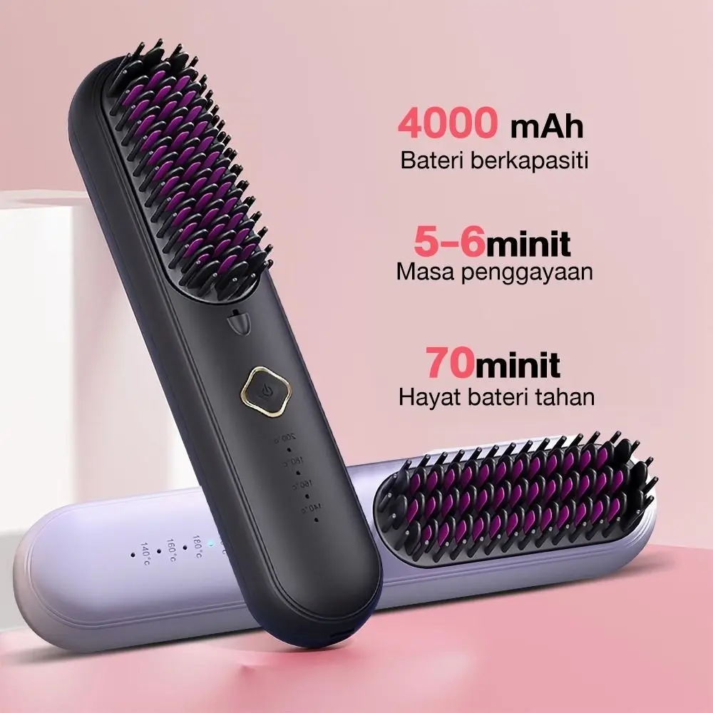Hot Negative lon Wireless Hair Straightener Comb Quickly Heating Cordless Mini Comb USB Hair Curler Hair Care