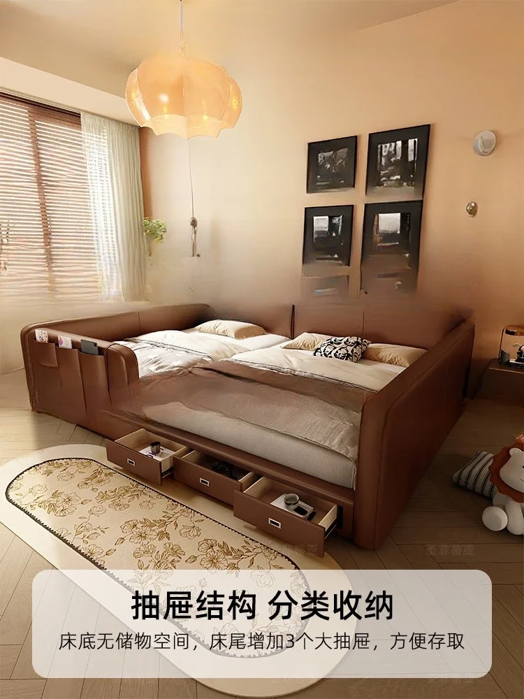 Splicing queen bed, children's bed, two-child family bed