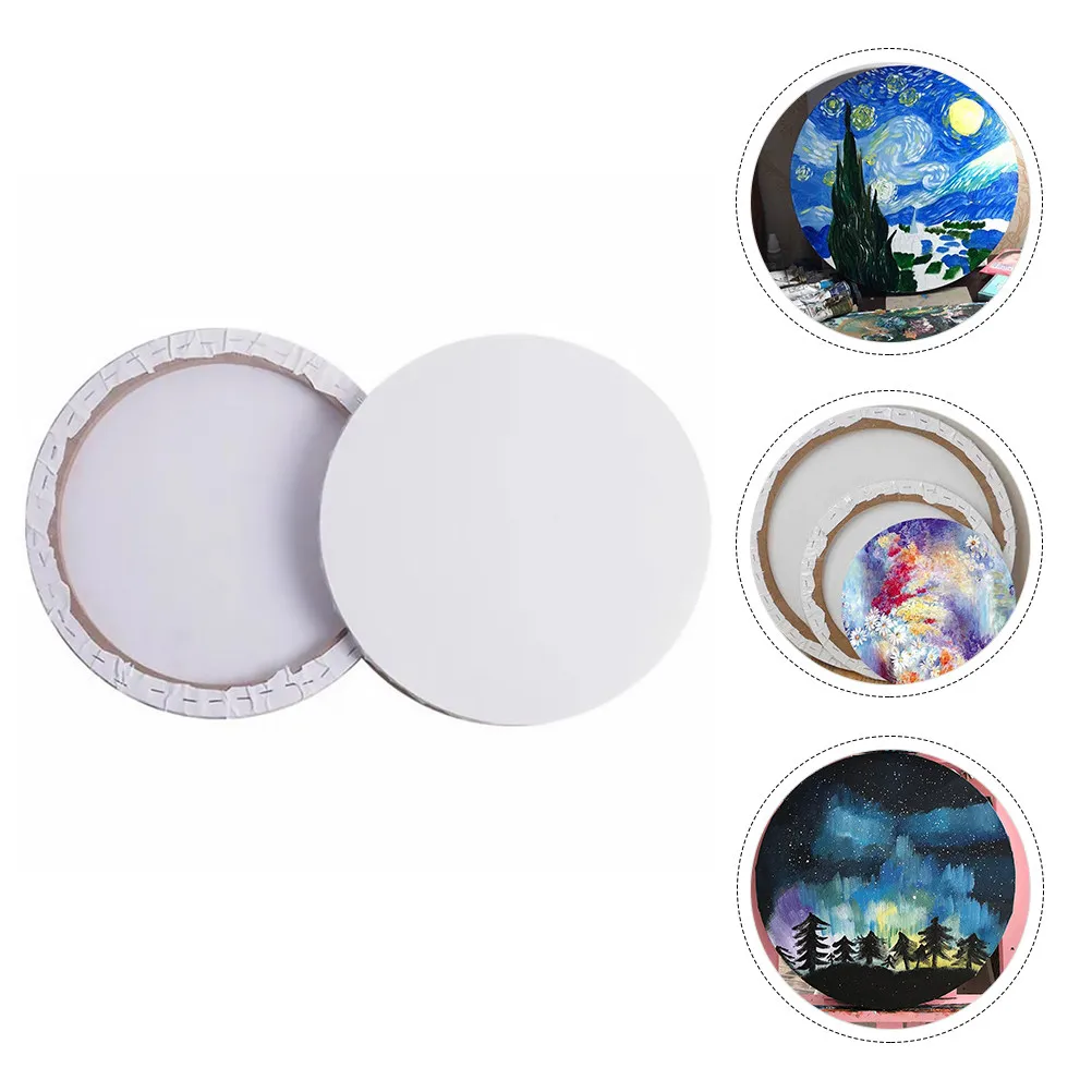 

2 шт. холстов для масляной живописи, круглые, натянутые на деревянную раму, толстые хлопковые панели 30 см, профессиональные заготовки для рисования, держатели для картин, DIY