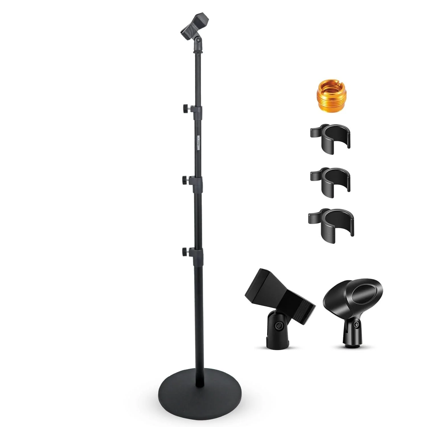 

5 Core Mic Stand Floor Adjustable Round Base Universal Metal Microphone Stands MS RBL 3T