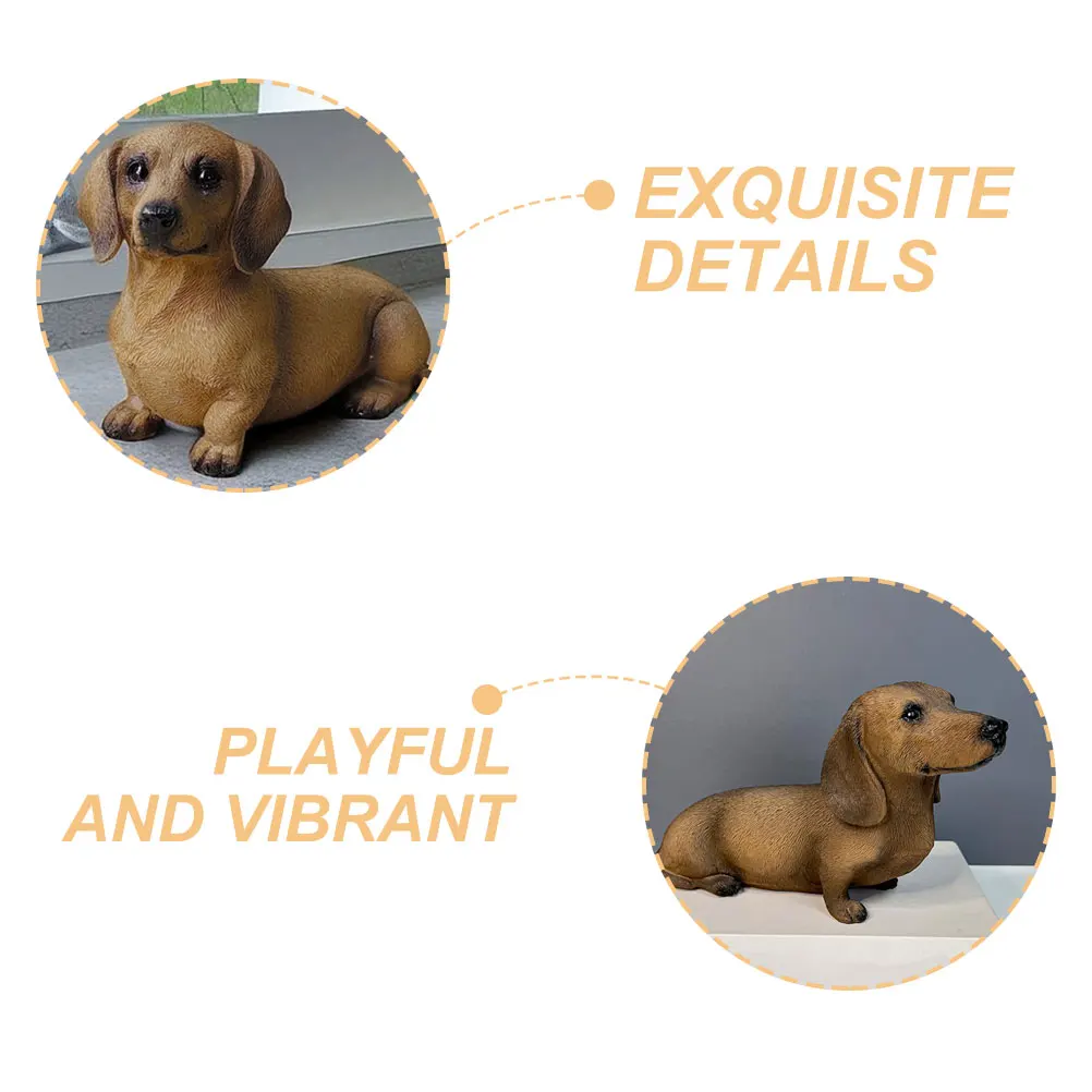 

Realistic Dachshund Statue Resin Craft Lightweight Portable Home Decor for Living Room Desktop Park Garden Indoor Outdoor Use
