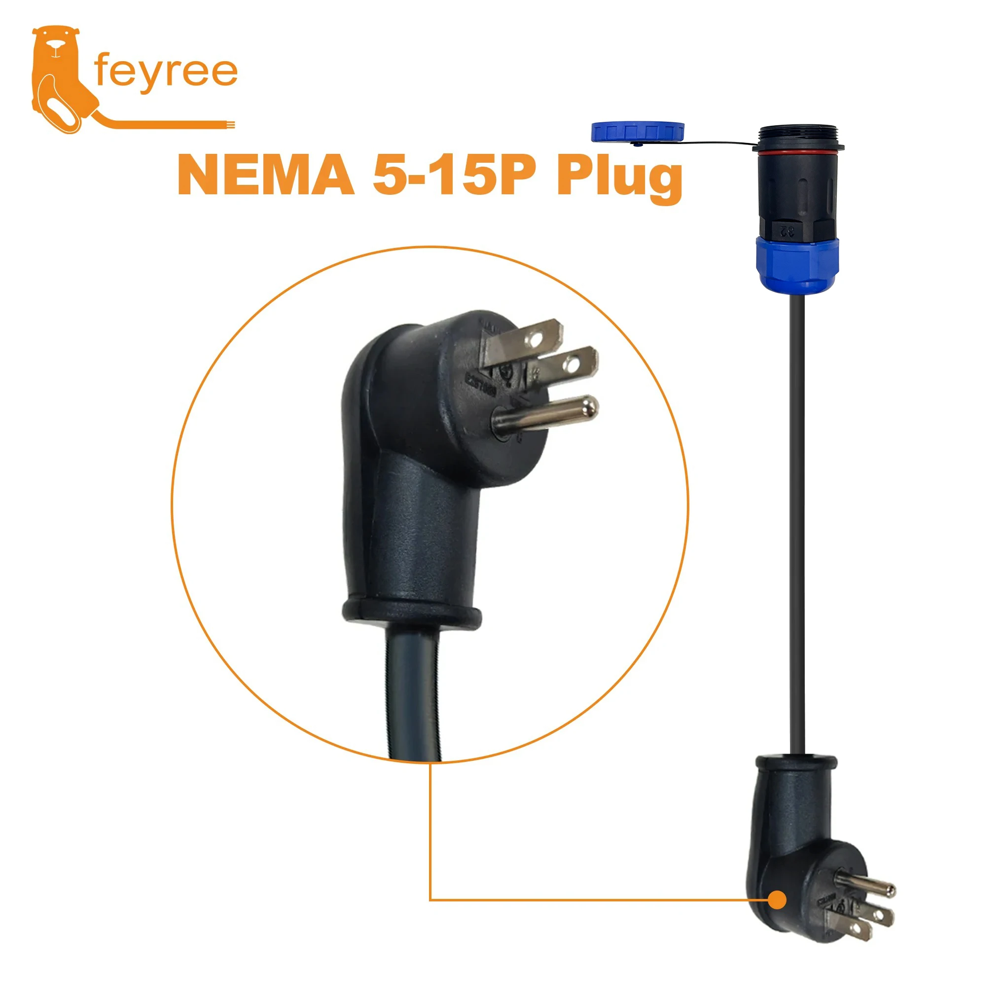 Feyree 7kW ポータブル EV 充電器 交換可能な電源側プラグ マルチ 