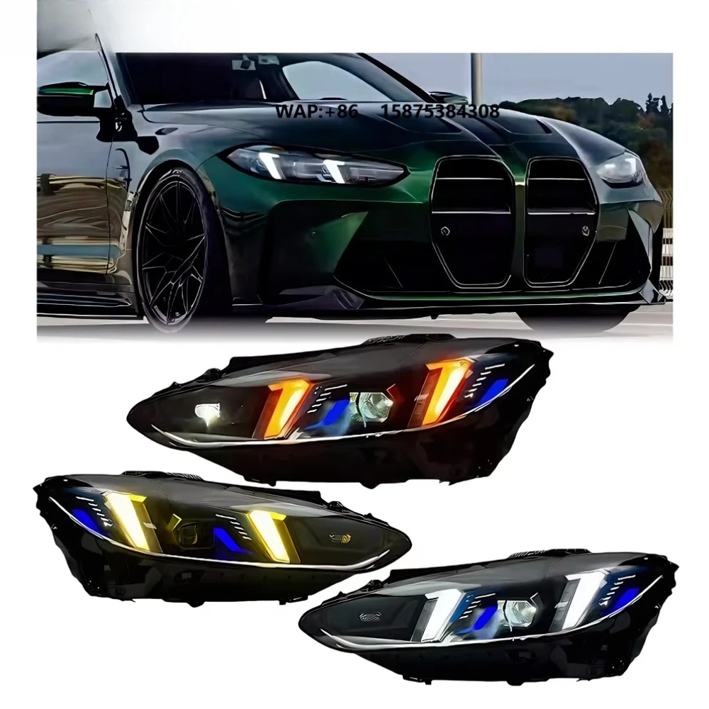 

HETOP G22 Headlights 2021-2024 Triple Color Yellow White Amber System 4 Series M3 M4 G23 G80 G82 Upgrade LED DRL